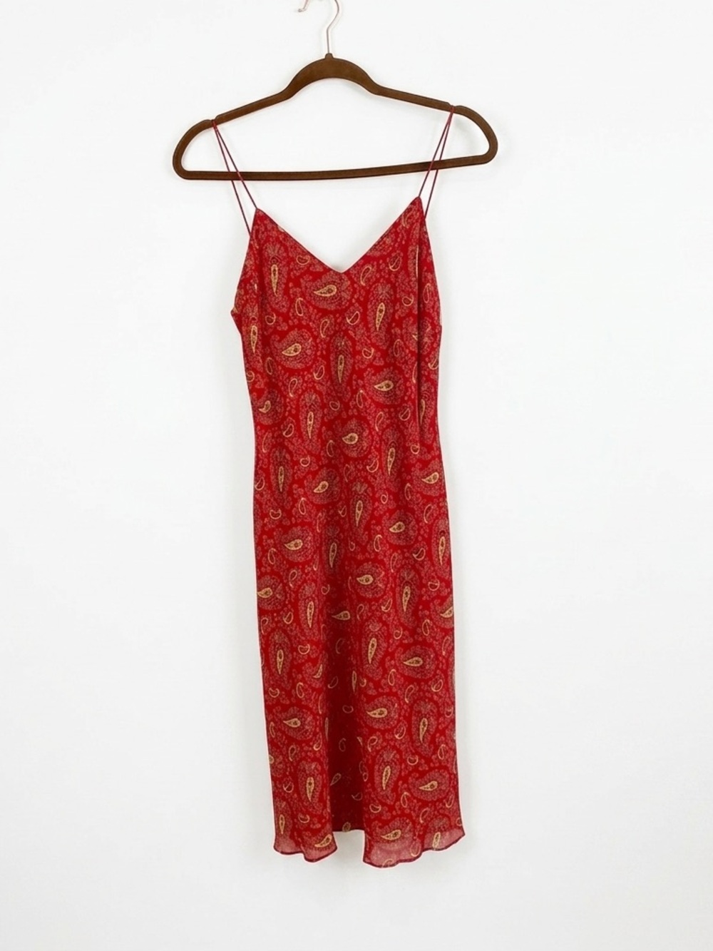 NWT Vintage RALPH Ralph Lauren Red Paisley Slip Dress 4 90s Y2K Midi